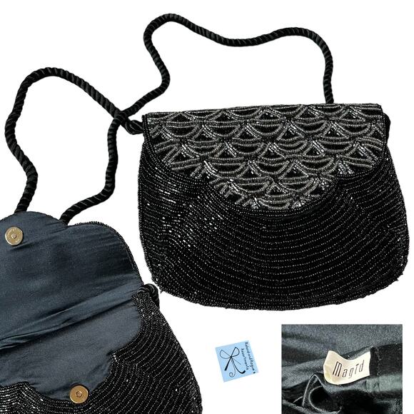 Magid Beaded Flap Crossbody Evening Purse - Picture 1 of 7